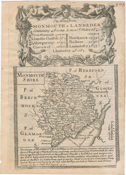 Monmouthshire - Owen Bowen 1720 Original Map