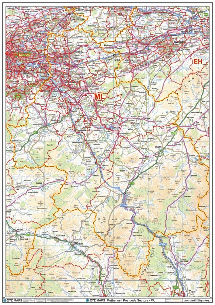 Motherwell - ML - Postcode Sector Wall Map