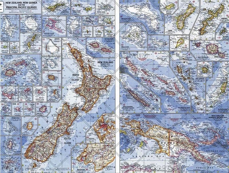 New Zealand, New Guinea and the Principal Pacific Islands - Published 1962 by National Geographic