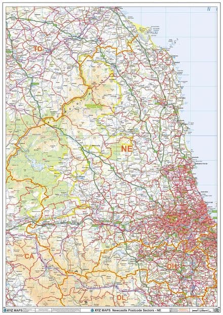 Newcastle - NE - Postcode Sector Wall Map