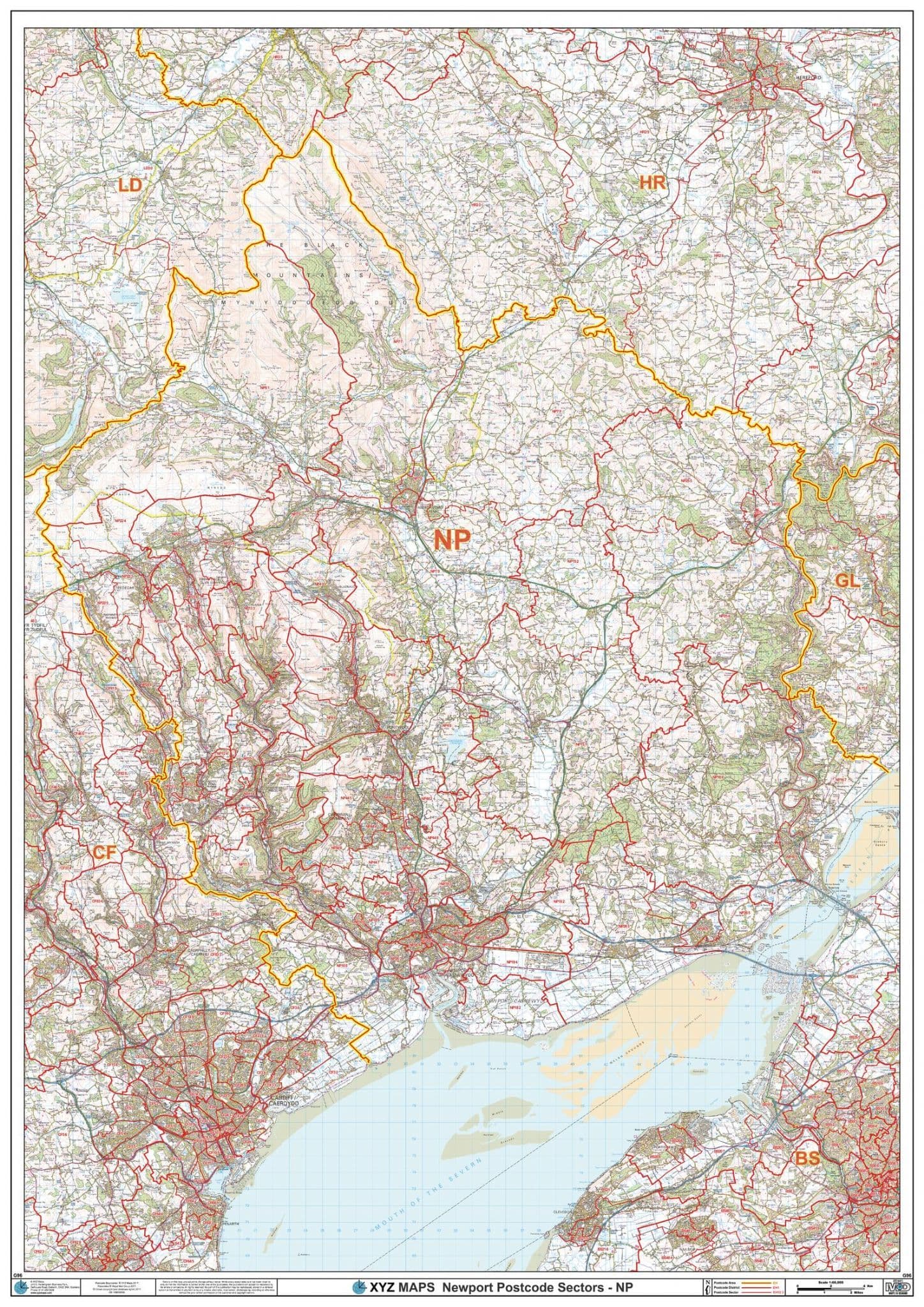 Newport - NP - Postcode Sector Wall Map
