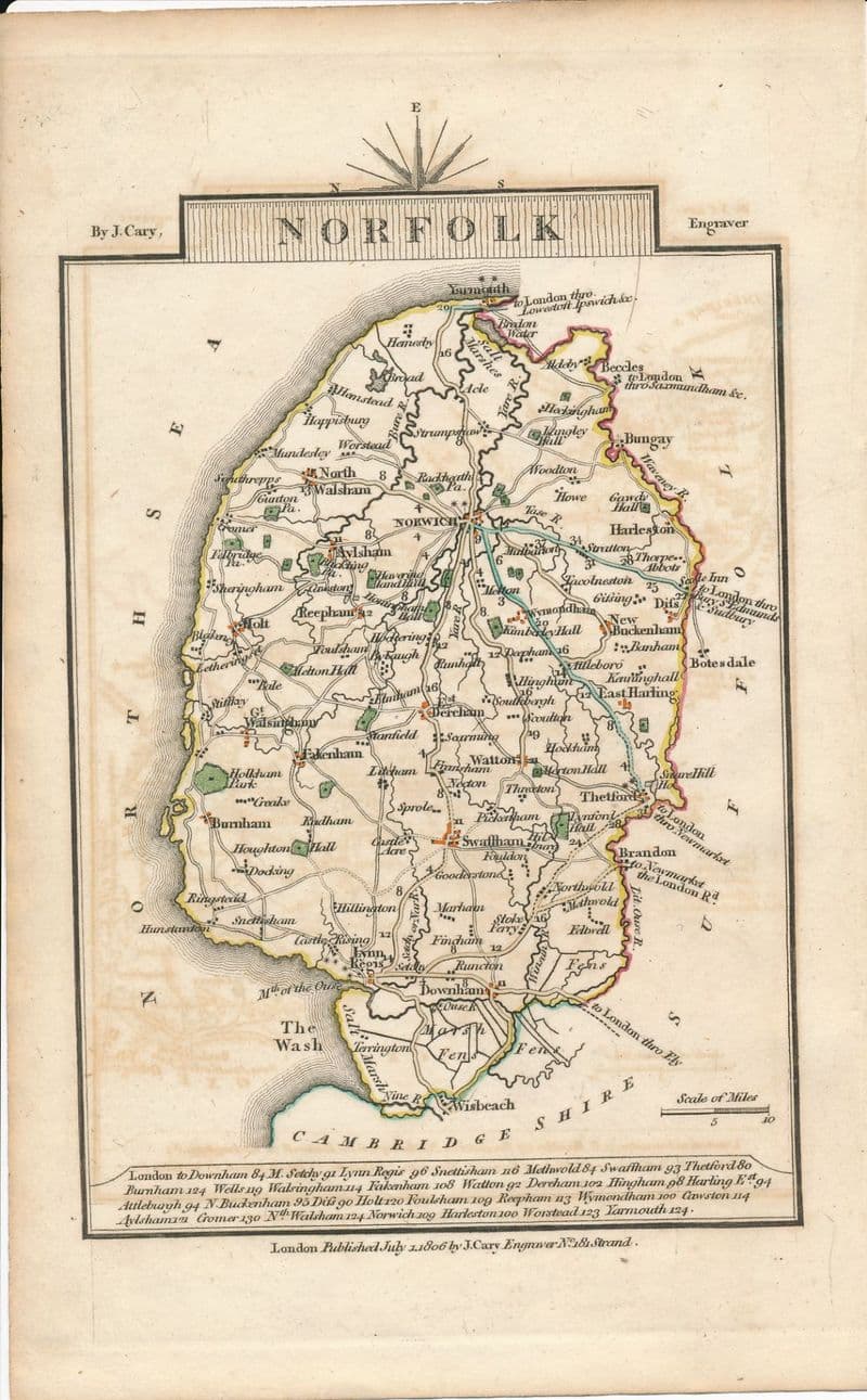 Norfolk 1806 - John Cary - Original Map