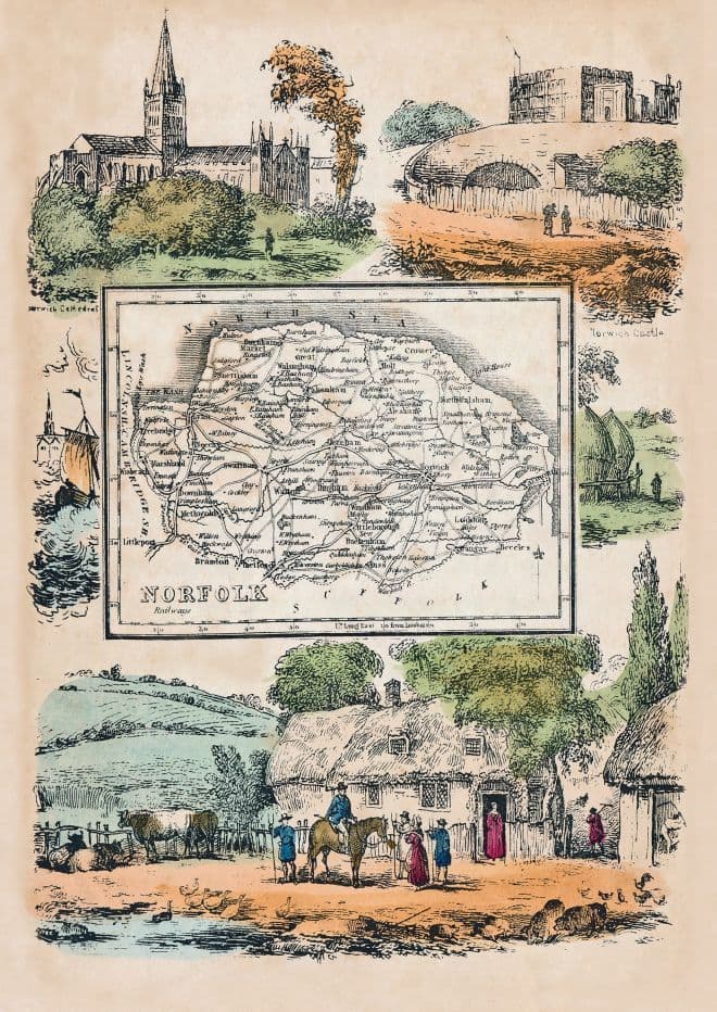 Norfolk - by 'Reuben Ramble' - Reproduction County Map