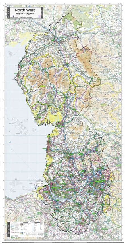 North West - Region of England Wall Map