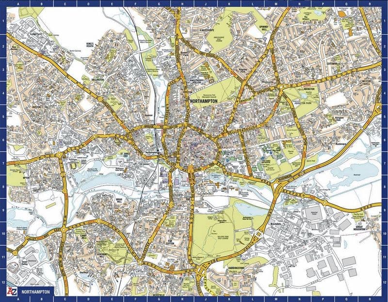 Northampton City Centre A-Z Street Wall Map