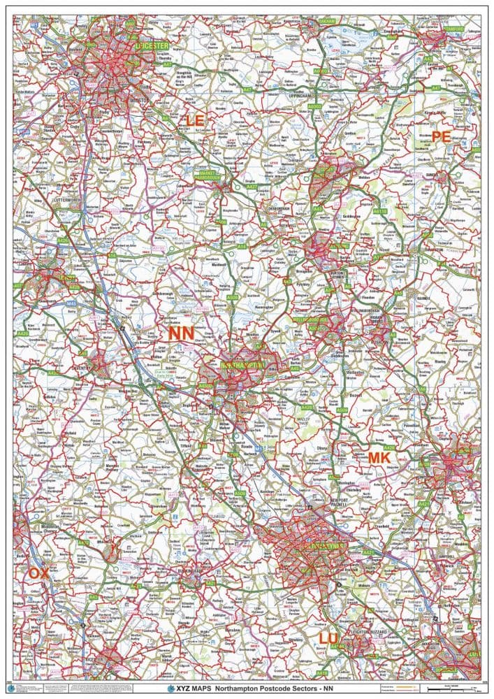 Northampton - NN - Postcode Sector Wall Map