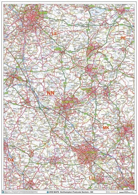 Northampton - NN - Postcode Sector Wall Map
