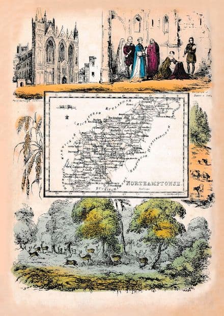 Northamptonshire - by 'Reuben Ramble' - Reproduction County Map