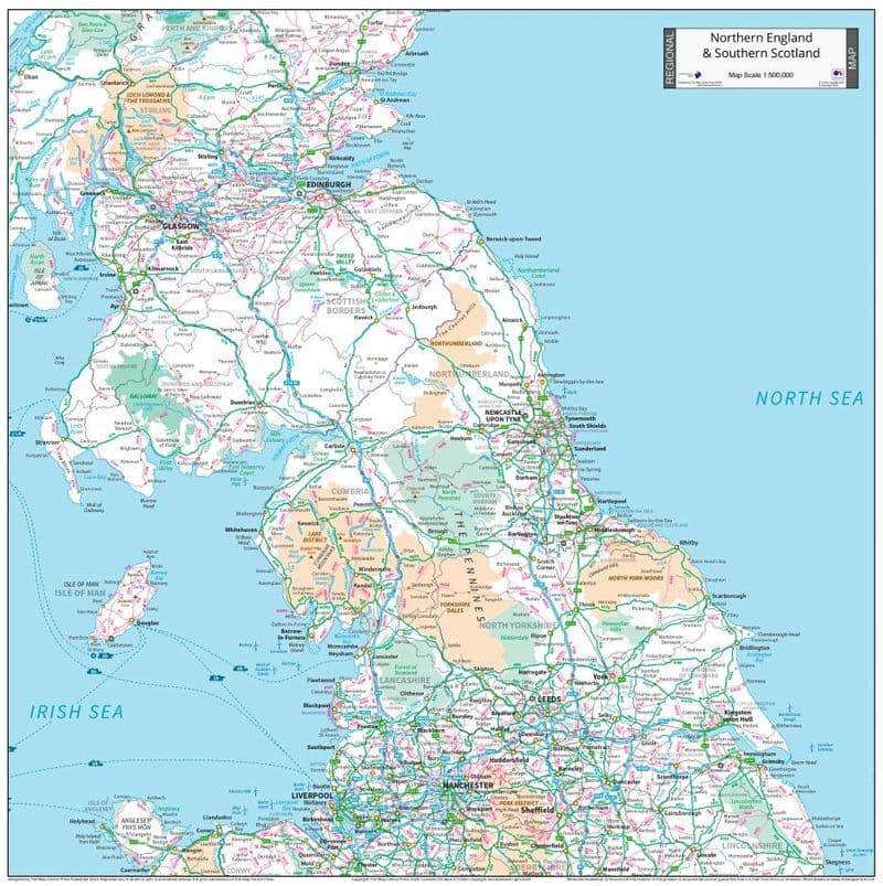 Northern England & Southern Scotland - Planning Wall Map - 2024 - 82 x 82cm