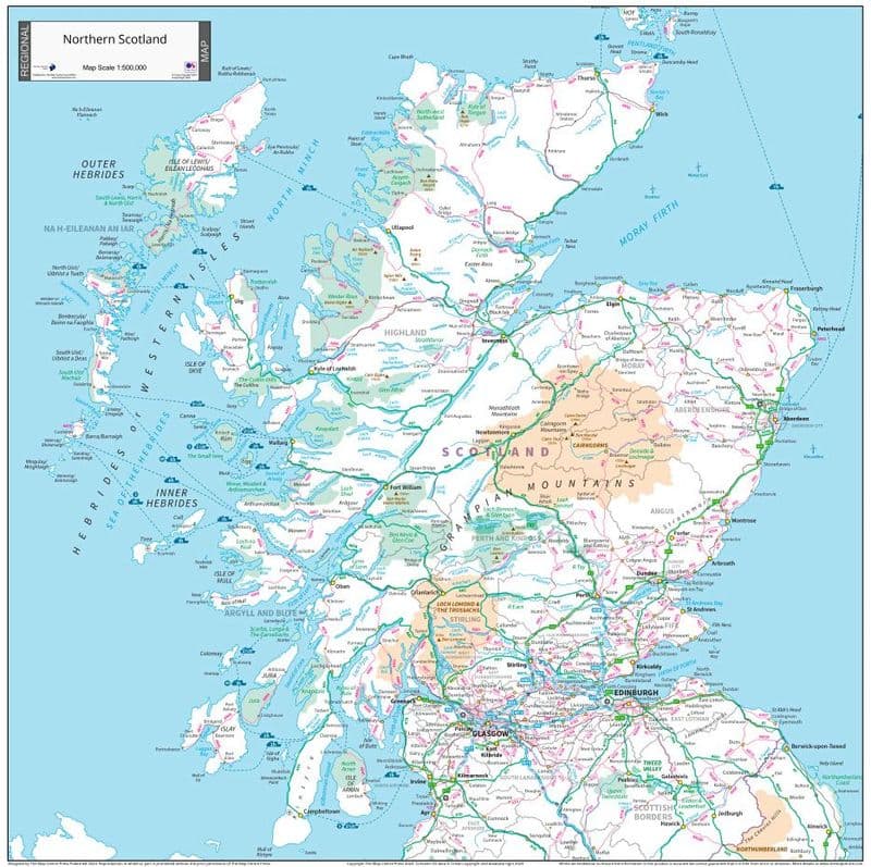 Northern Scotland - Planning Wall Map - 2024 - 82 x 82cm