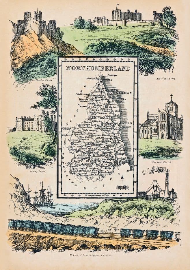 Northumberland - by 'Reuben Ramble' - Reproduction County Map