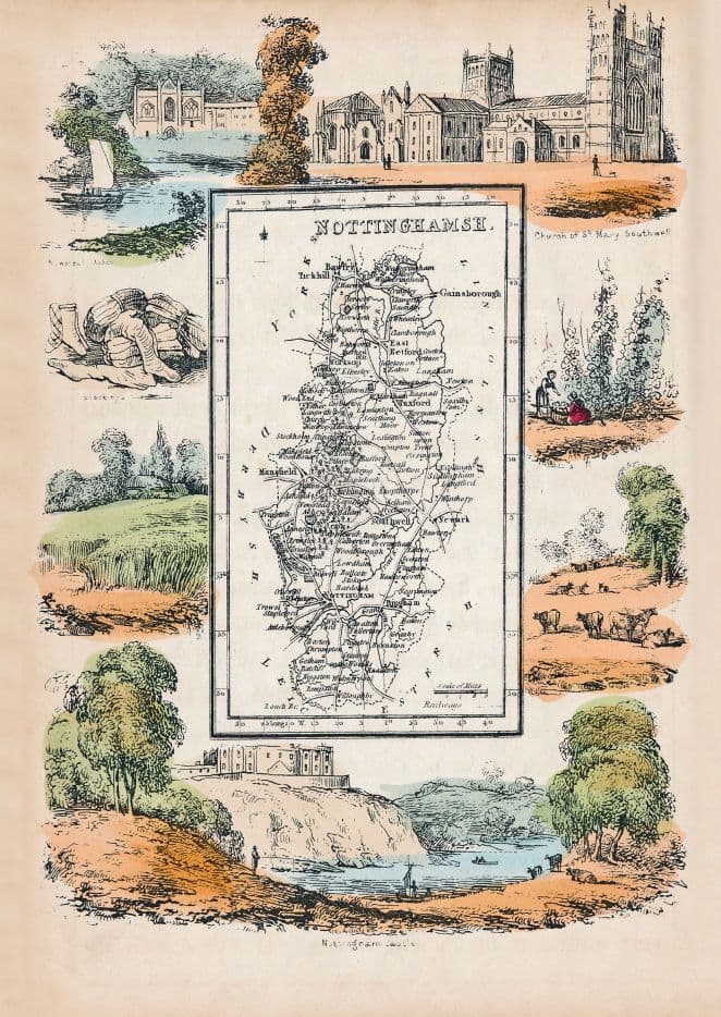 Nottinghamshire - by 'Reuben Ramble' - Reproduction County Map