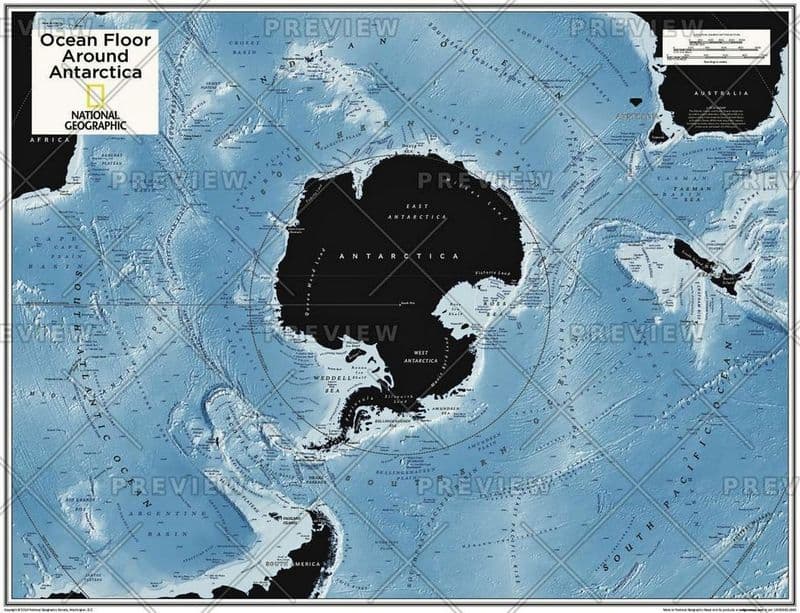 Ocean Floor around Antarctica - Atlas of the World, 10th Edition 2015 by National Geographic