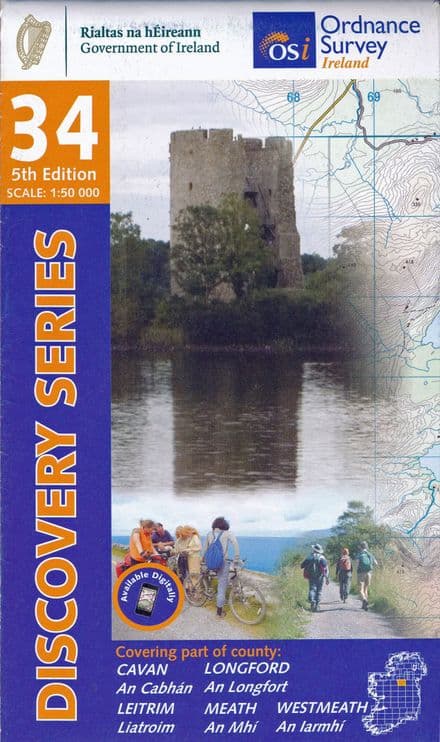 Ordnance Survey Ireland 1:50,000 - Map 34 - Cavan / Leitrim / Longford / Westmeath