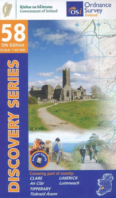 Ordnance Survey Ireland 1:50,000 - Map 58 - Clare / Limerick / Tipperary