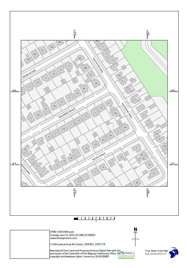 Ordnance Survey Northern Ireland A4 Sitemap 