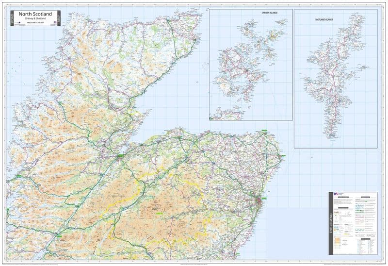 Ordnance Survey Road Map 1 - Northern Scotland (Incl Shetland & Orkney) - Wall Map - 2024