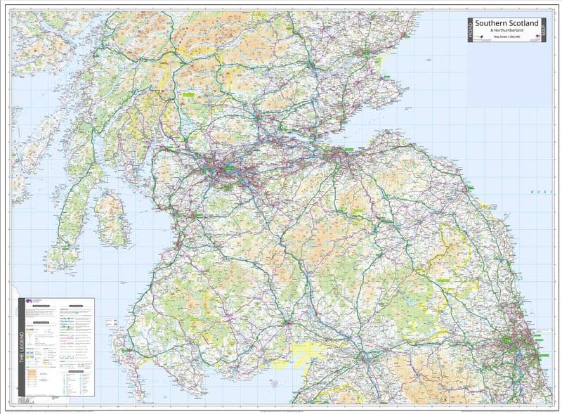 Ordnance Survey Road Map 3 - Southern Scotland & Northumberland - Wall Map - 2024
