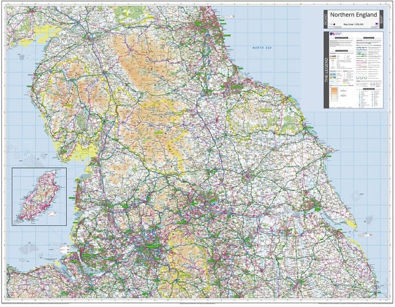 Ordnance Survey Road Map 4 - Northern England - Wall Map - 2026
