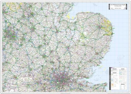 Ordnance Survey Road Map 5 - East Midlands & East Anglia, incl London - Wall Map - 2024