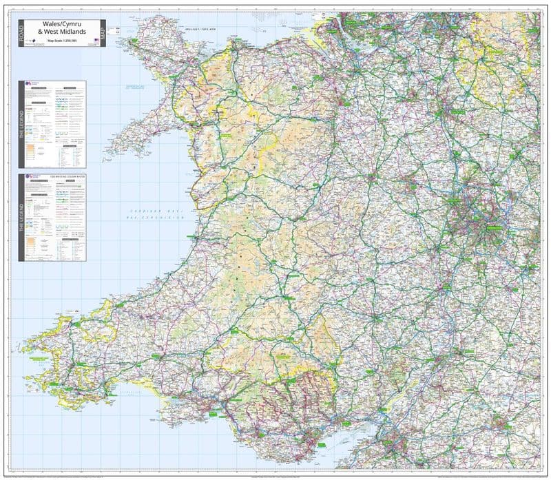 Ordnance Survey Road Map 6 - Wales / Cymru & West Midlands - Wall Map - 2024