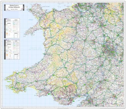 Ordnance Survey Road Map 6 - Wales / Cymru & West Midlands - Wall Map - 2024