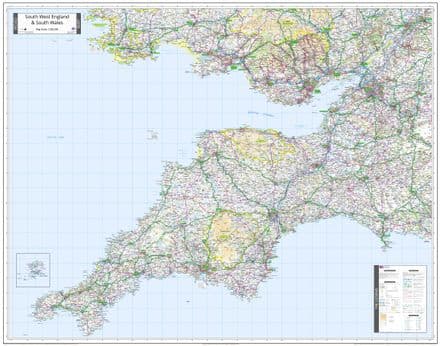 Ordnance Survey Road Map 7 - South West England & South Wales - Wall Map - 2024