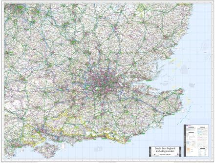 Ordnance Survey Road Map 8 - South East England Including London - Wall Map - 2024