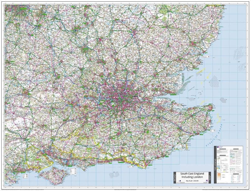 Ordnance Survey Road Map 8 - South East England Including London - Wall Map - 2026