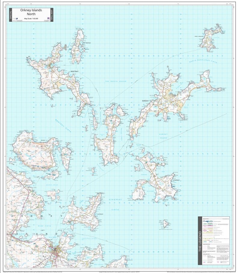 Orkney Islands North - Wall Map - 1:50,000 - The Map Centre Press