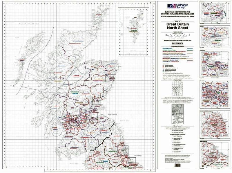 OS Administrative Boundary Map Electoral Boundaries - Sheet 1a - Northern Great Britain