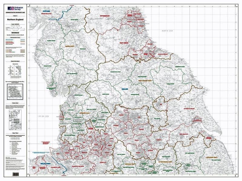 OS Administrative Boundary Map Local Government - Sheet 5 - Northern England