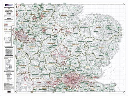 OS Administrative Boundary Map Local Government - Sheet 6 - East Midlands and East Anglia inc London