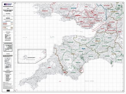 OS Administrative Boundary Map Local Government - Sheet 8 - South West England and South Wales