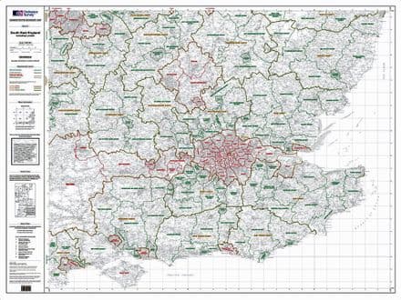 OS Administrative Boundary Map Local Government - Sheet 9 - South East England Including London