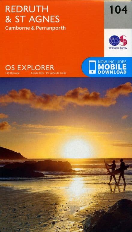 OS Explorer 104 - Redruth & St Agnus, Cambourne & Perranporth