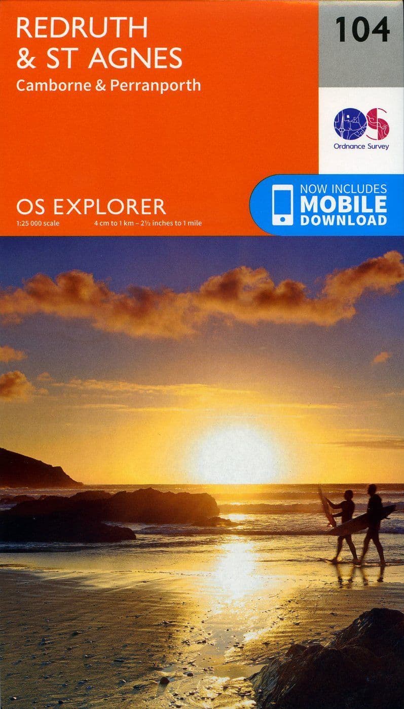 OS Explorer 104 - Redruth & St Agnus, Cambourne & Perranporth
