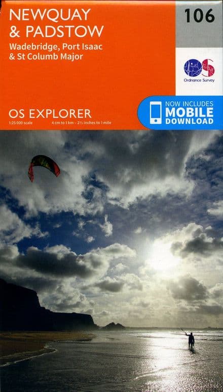 OS Explorer 106 Newquay & Padstow, Wadebridge, Port Isaac & St Columb Major
