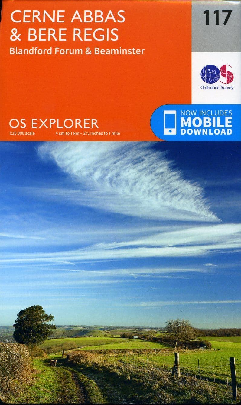 OS Explorer 117 - Cerne Abbas & Bere Regis, Blandford Forum & Beaminster