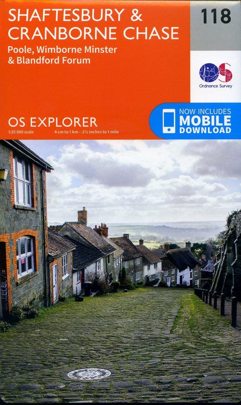 OS Explorer 118 - Shaftsbury & Cranbourne Chase, Poole, Wimbourne Monster & Blandford Forum