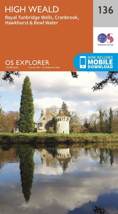 OS Explorer 136 - High Weald, Royal Tunbridge Wells, Cranbrook, Hawkhurst & Bewl Water