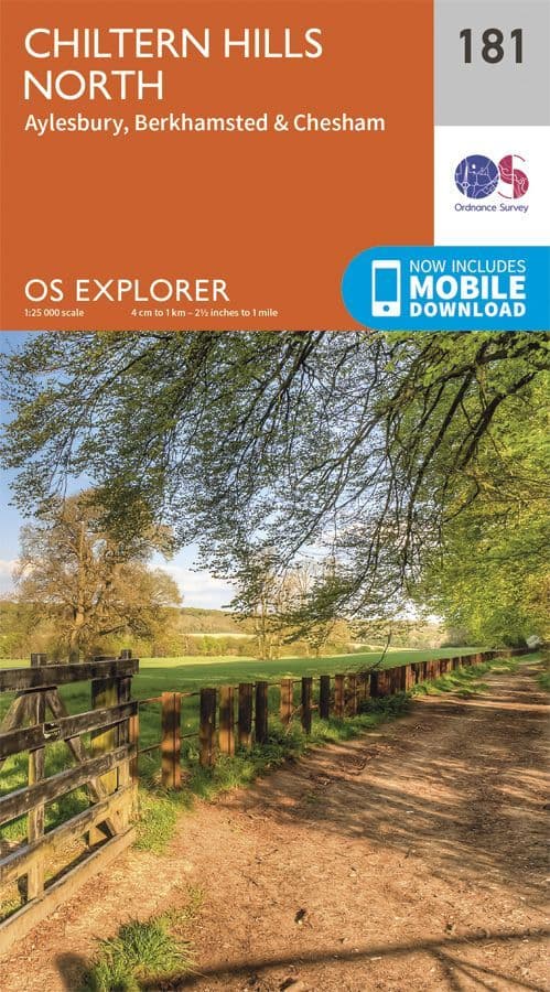 OS Explorer 181 - Chiltern Hills North, Aylesbury, Berkhamstead & Chesham