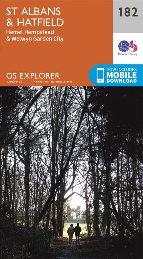 OS Explorer 182 - St Albans & Hatfield, Hemel Hempstead & Welwyn Garden City