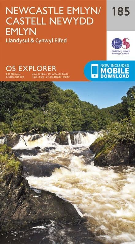 OS Explorer 185 - Newcastle Emlyn / castell Newydd Emlyn, Llandysul & Cynwyl Elfed