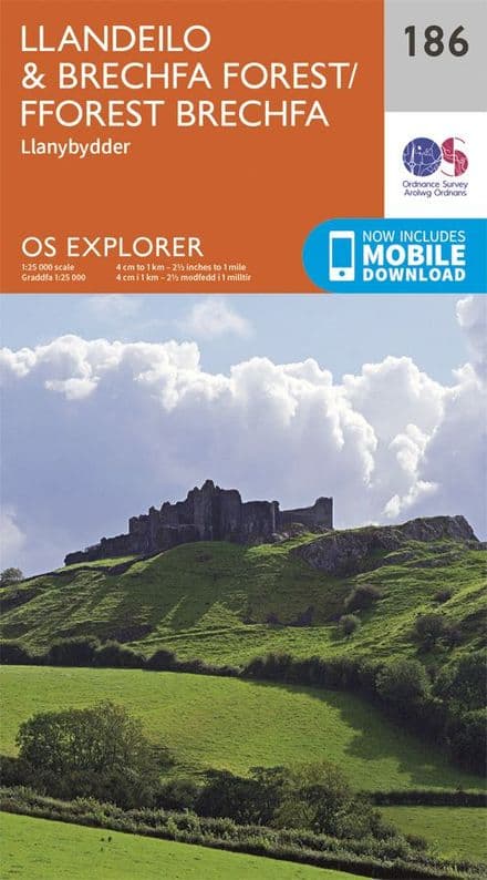 OS Explorer 186 - Llandeilo & Brechfa Forest / Fforest Brechfa