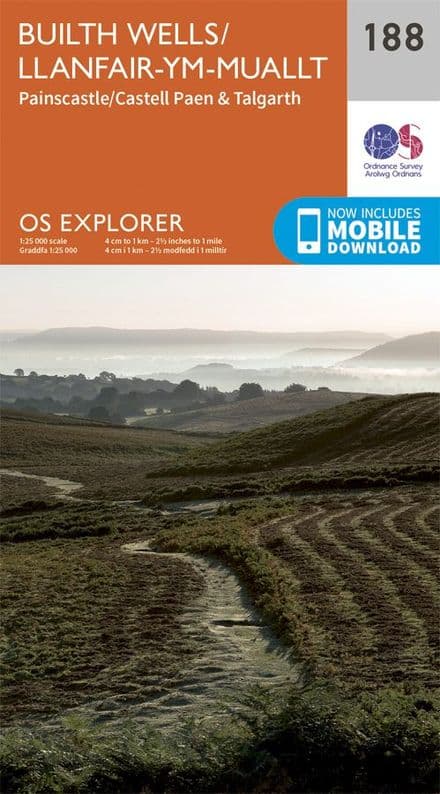 OS Explorer 188 - Builth Wells / Llanfair Ym Mauallt, Painscastle / Castell Paen & Talgarth