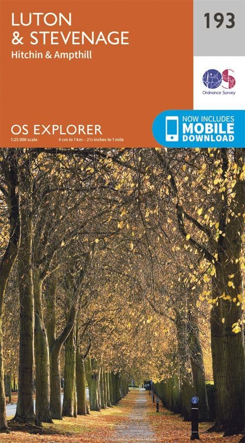 OS Explorer 193 - Luton Stevenage, Hitchin & Ampthill