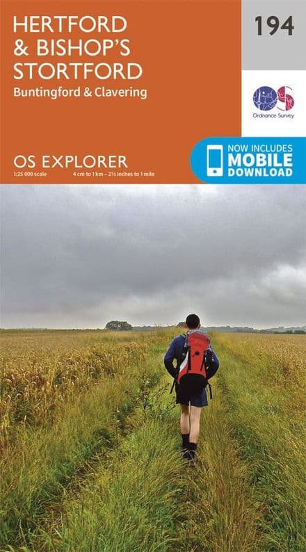 OS Explorer 194 - Hertford & Bishop's Stortford, Buntingford & Clavering