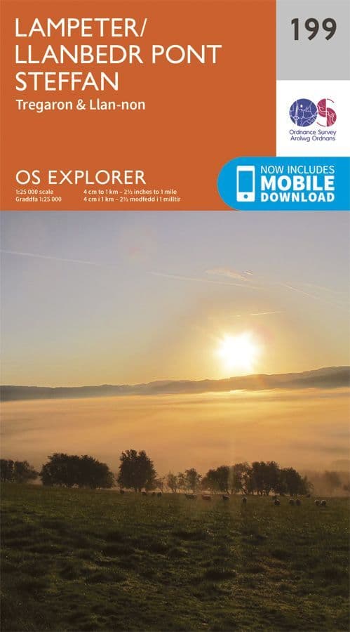 OS Explorer 199 - Lampeter / Llanbedr Pont Steffan, Tregaron & Llan-non