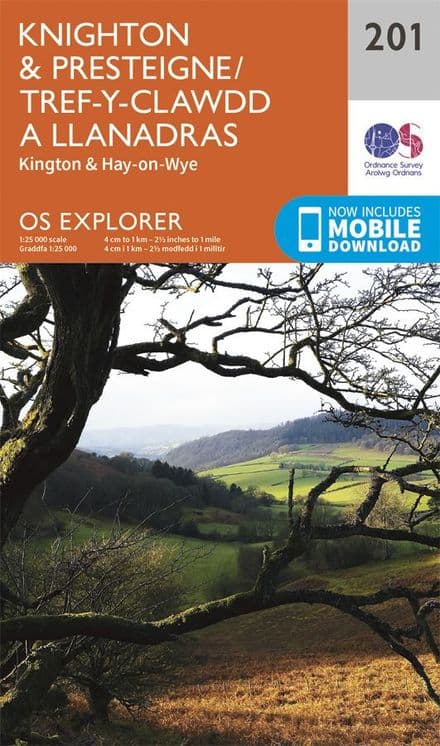 OS Explorer 201 - Knighton & Presteigne / Tref-y-clawdd a Dyffryn Elan